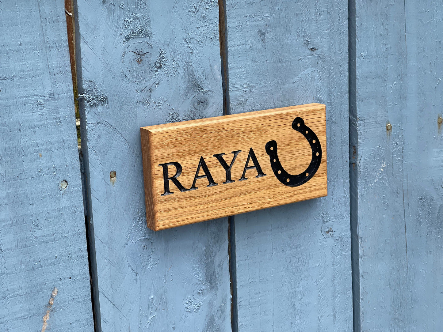 Solid Oak Engraved Stable Door Sign