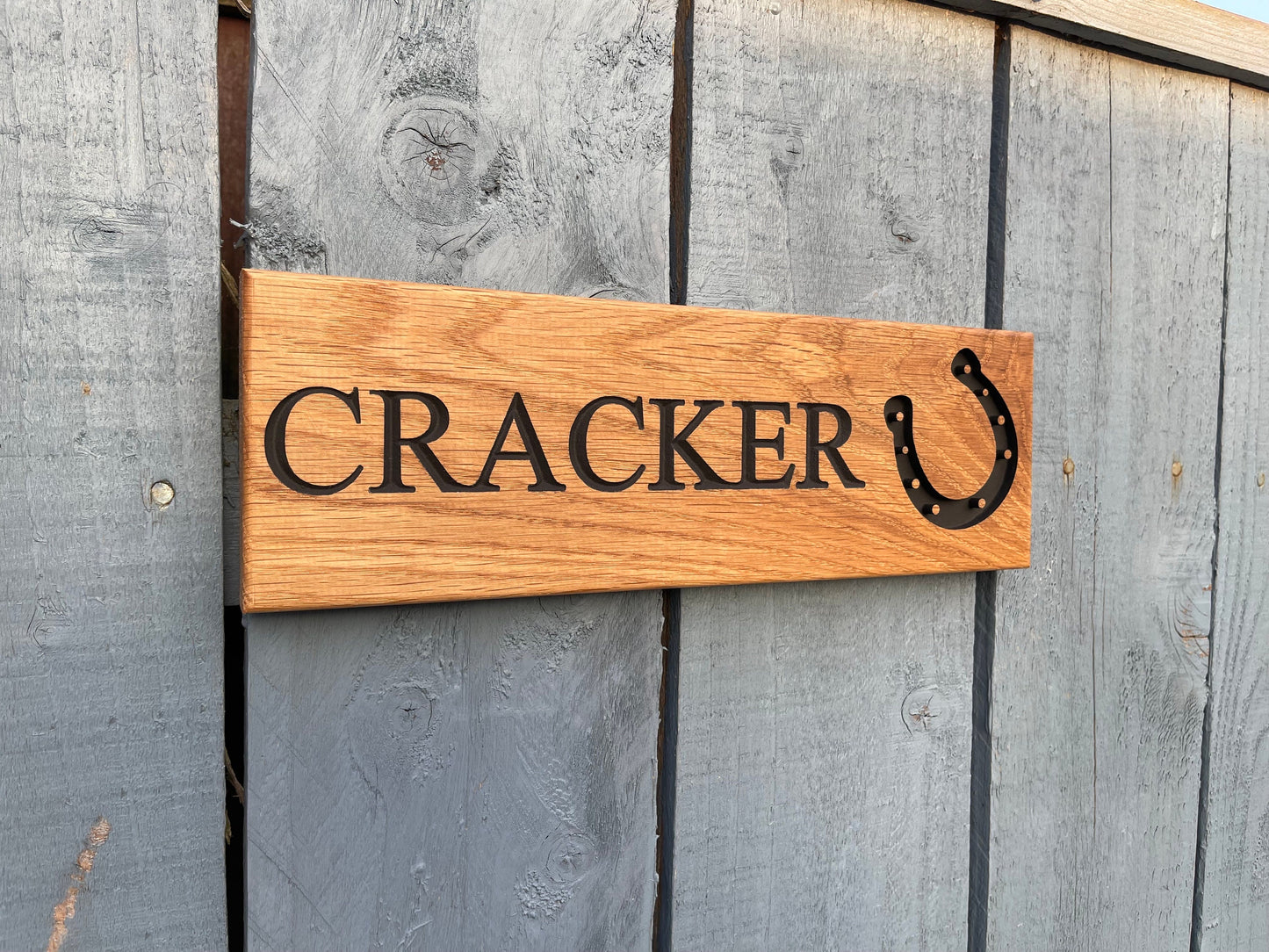 Solid Oak Engraved Stable Door Sign
