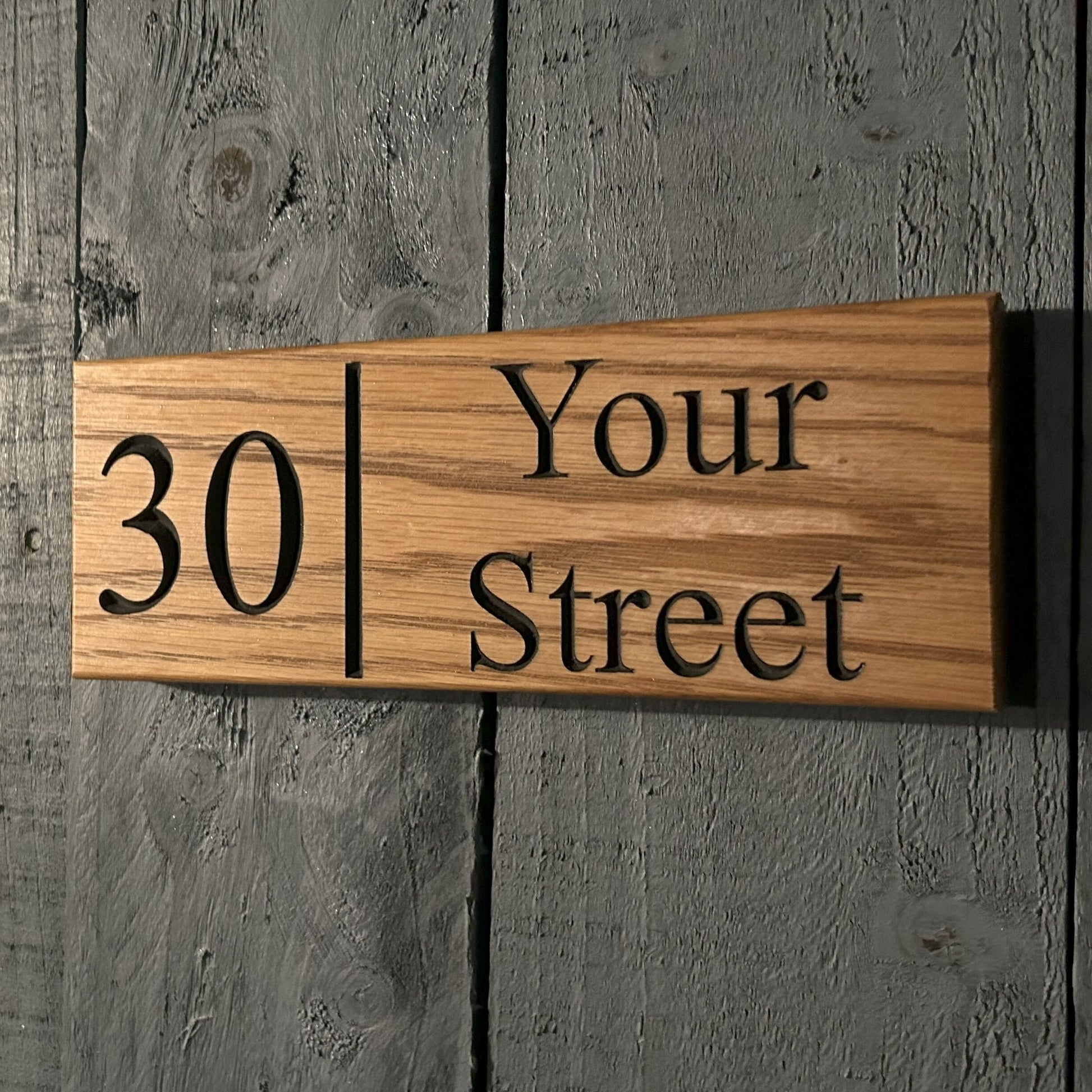 Solid Oak House Number & Street Name Wall Sign