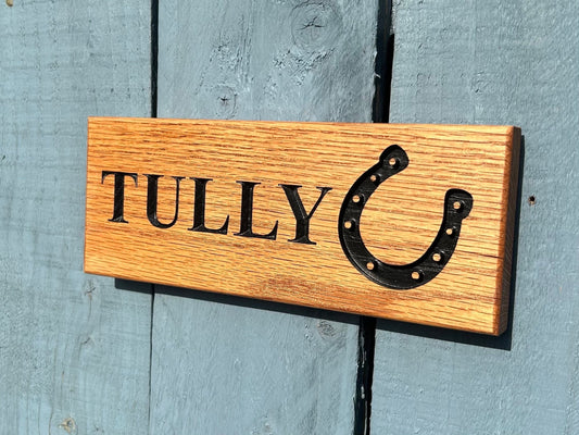 Solid Oak Engraved Stable Door Sign