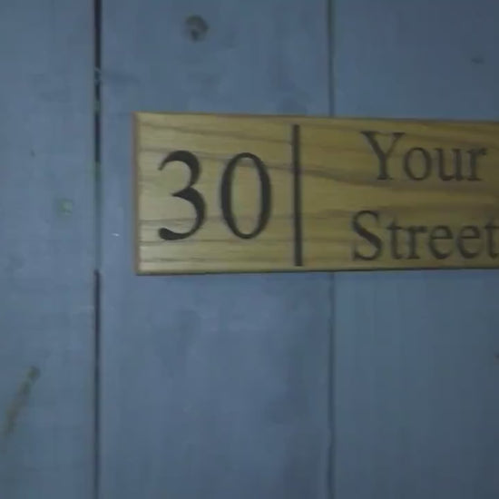 Solid Oak House Number & Street Name Wall Sign